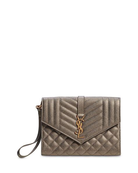 Saint Laurent Envelope Mix Matelassé Metallic Leather Flap .